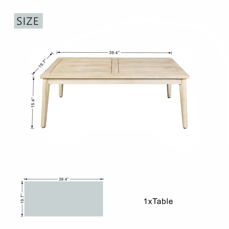 Hawise Acacia Wood Patio Outdoor Coffee Table