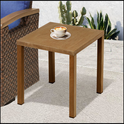 Durable Outdoor Steel Side Table With Glass Top, Weather-Resistant For Patio, Balcony, And Deck Use