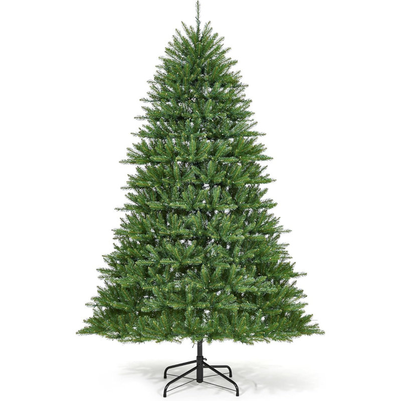 Arbre de Noël artificiel 7,5 pi, arbre automatique en PVC mélangé avec lumières DEL bicolores, installation facile, durabilité et design moderne