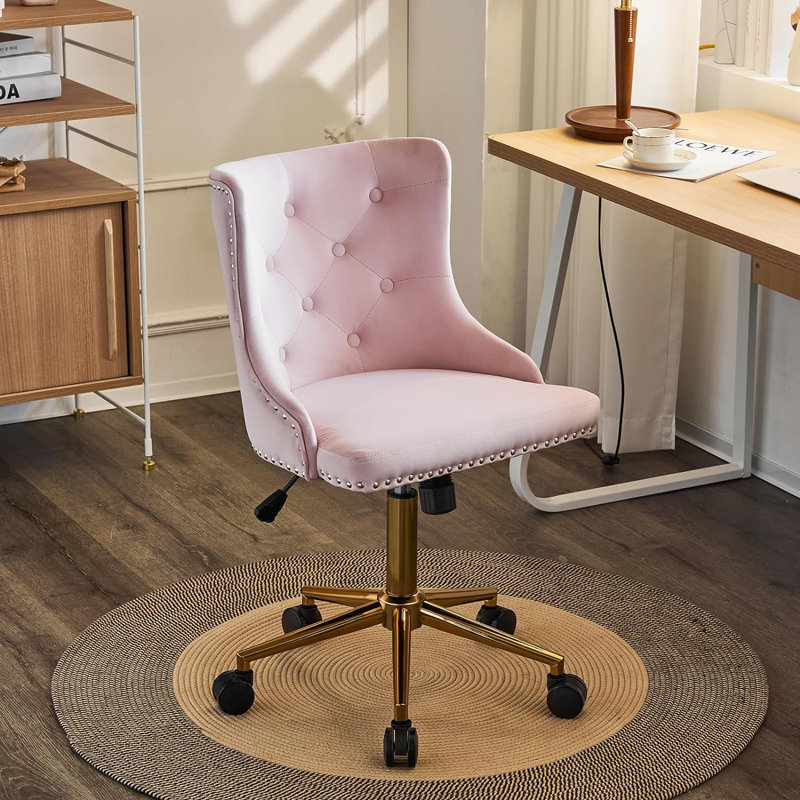 Matthias Task Chair Office Chairs Makeup chair, Gold, Pink