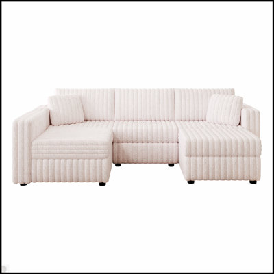 Canapé modulaire en forme de U de 106,3 pouces pour 4 personnes avec repose-pieds de 30,7 pouces, relevage hydraulique pour plus de confort et de rangement