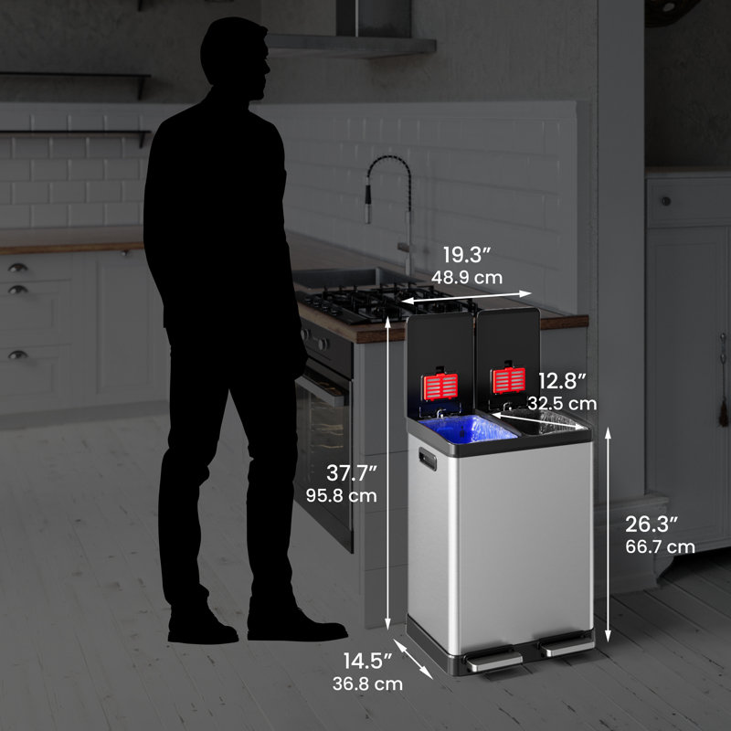 Poubelle de recyclage et poubelle combinée en acier inoxydable résistante au feu de 16 gallons Hls Commercial
