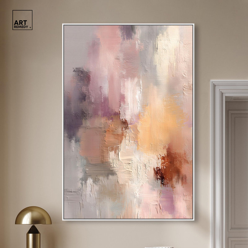 Décoration murale abstraite Hazy Sunset IV par Art Remedy, cadre blanc, 36 x 54, Cadre blanc, H 55 po x l 37 po