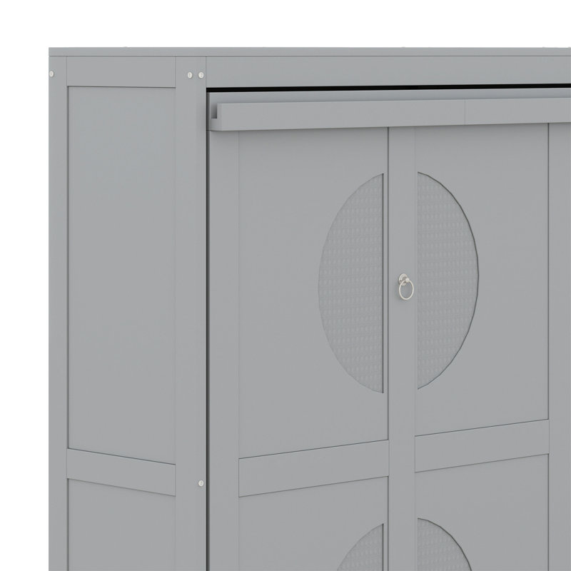 Murphy Bed Cabinet Wall Bed Chest, Gray, Queen