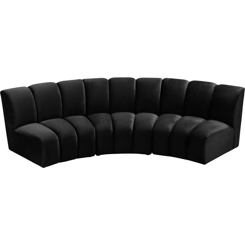 Canapé modulaire en velours Infinity, Velours noir, 3 pièces