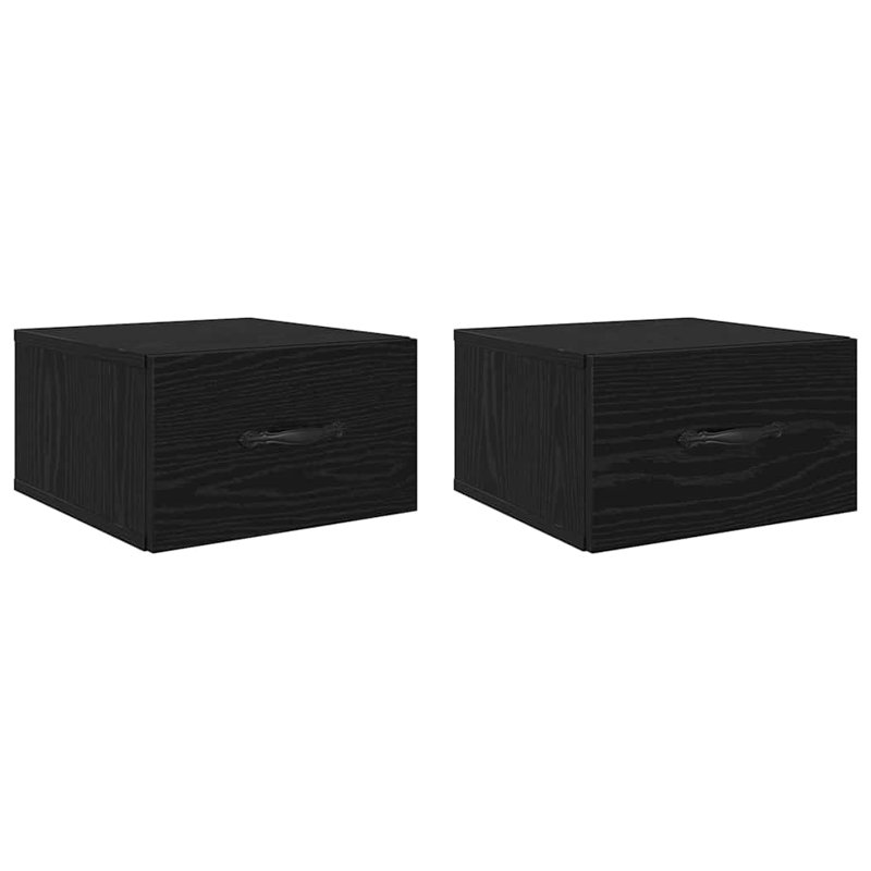 35cm W Manufactured Wood Bedside Table, Black Oak