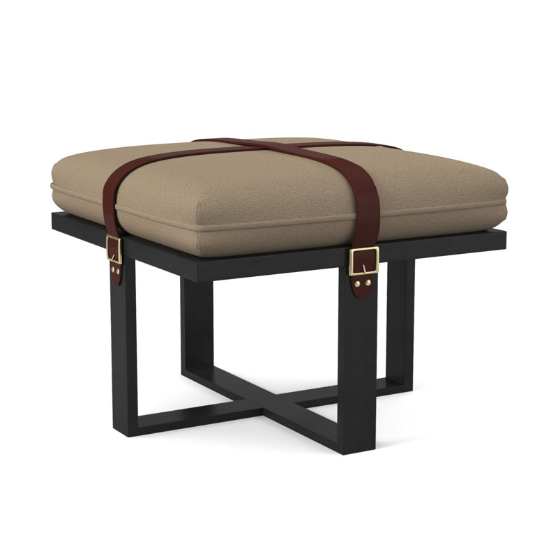 Upholstered Ottoman, Espresso, Elise Flax 100% Polyester