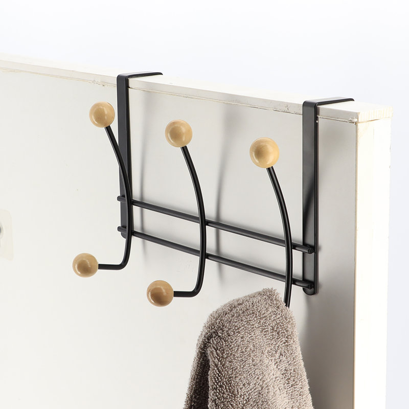 6-Hook Over-the-Door Hook Rack, Black/Natural