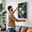 Roses in Teal Japandi - Wrapped Canvas-159202180-159202185