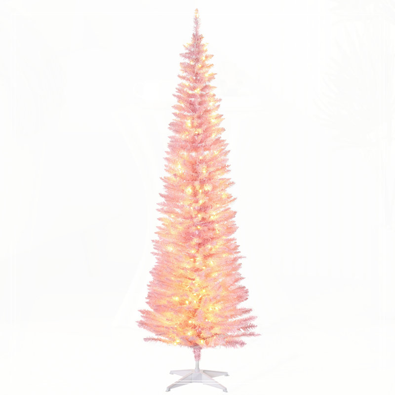 Arbre de Noël artificiel haut 6 pi, H 6 pi , Rose, Illuminée