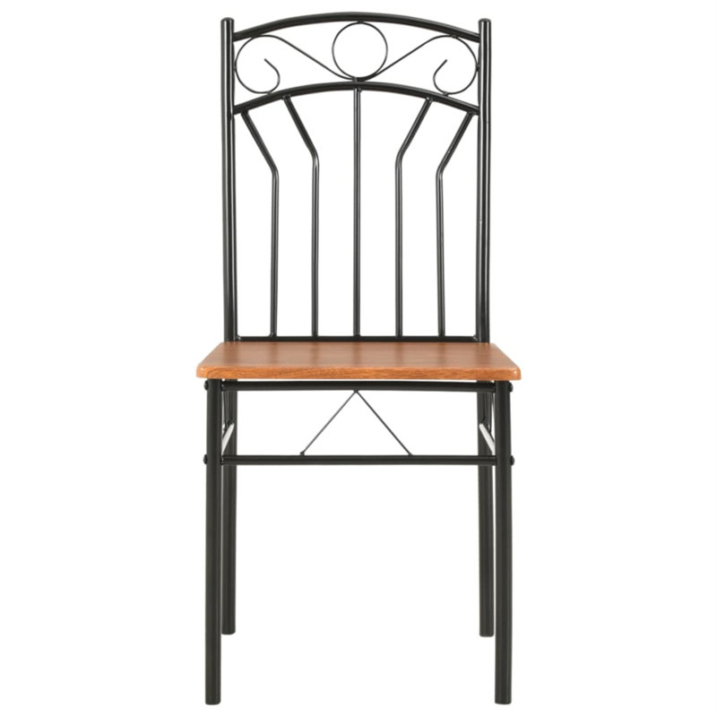 Dining Chairs Wood Top Metal Frame Seating for Dining Room Brown MDF