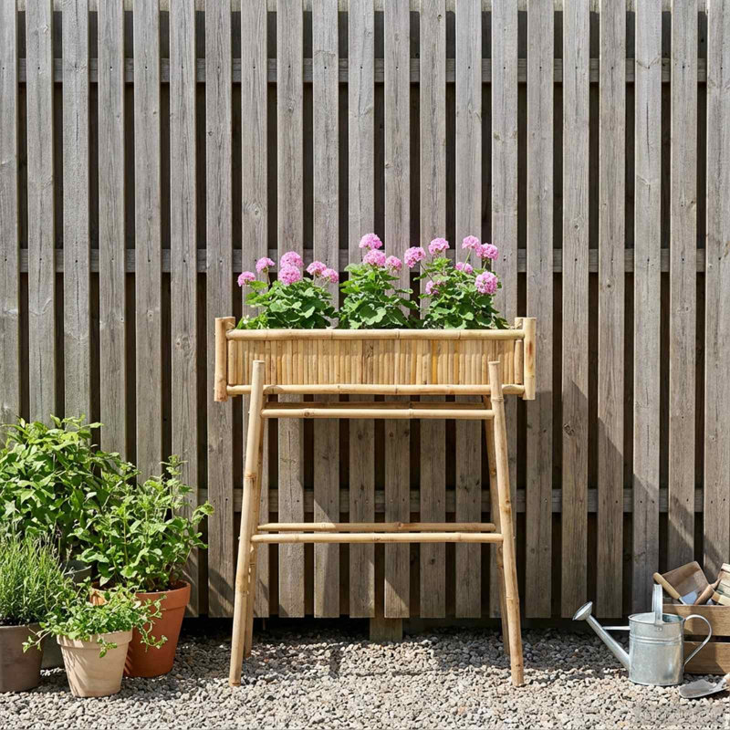  Jardinière de jardin avec support Naturel 39,37 x 14,96 x 44,88 po, H 44,88 po x l 39,37 po x P 14,96 po
