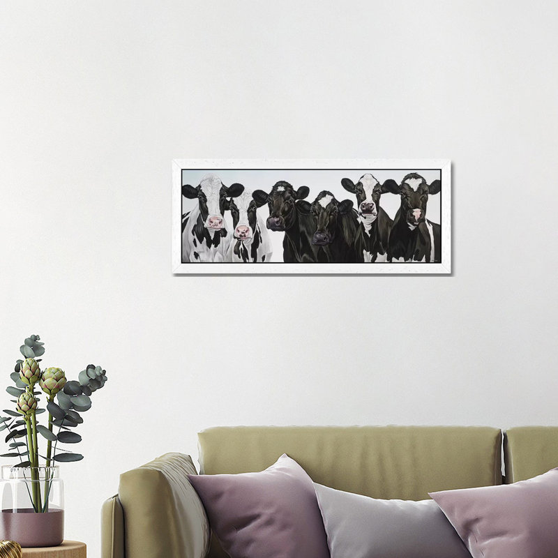 Herd Of Cows by Clara Bastian - Panoramic Print on Canvas, 152.4 cm H x 50.8 cm W, White Framed