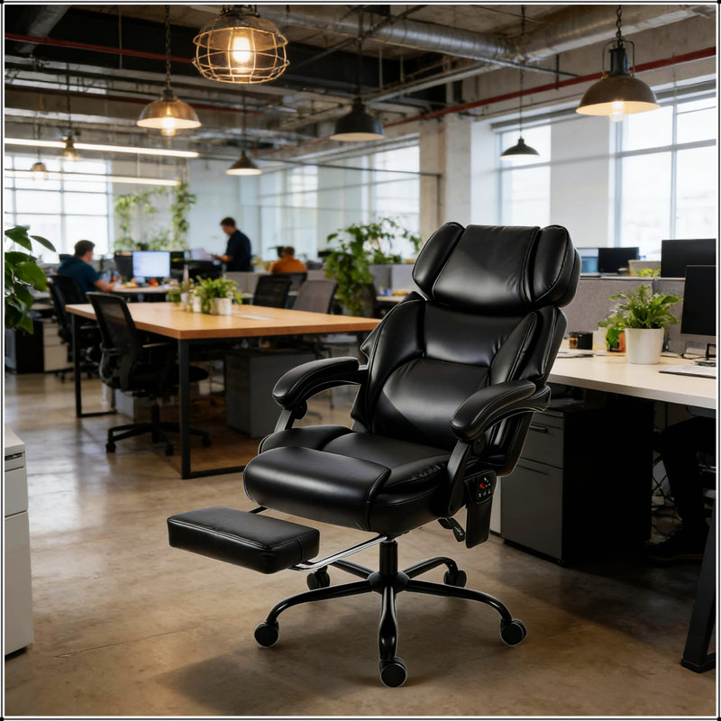 Chaise de bureau ergonomique à haut dossier avec massage en six points et chauffage lombaire pour un confort et un soutien ultimes