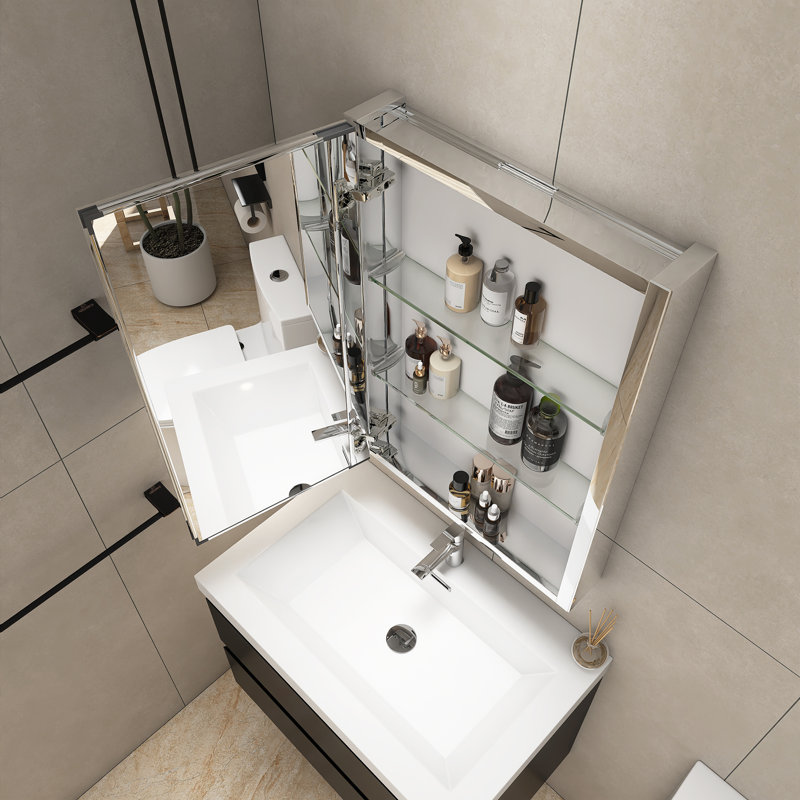 Miroir pour armoire à pharmacie Landseer, Argent, H 30 po x l 24 po x P 5 po