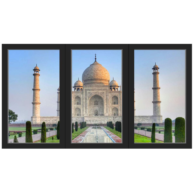 Adhésif décoratif 3d bureau taj mahal view, H 13 po x l 22 po x P 0,4 po