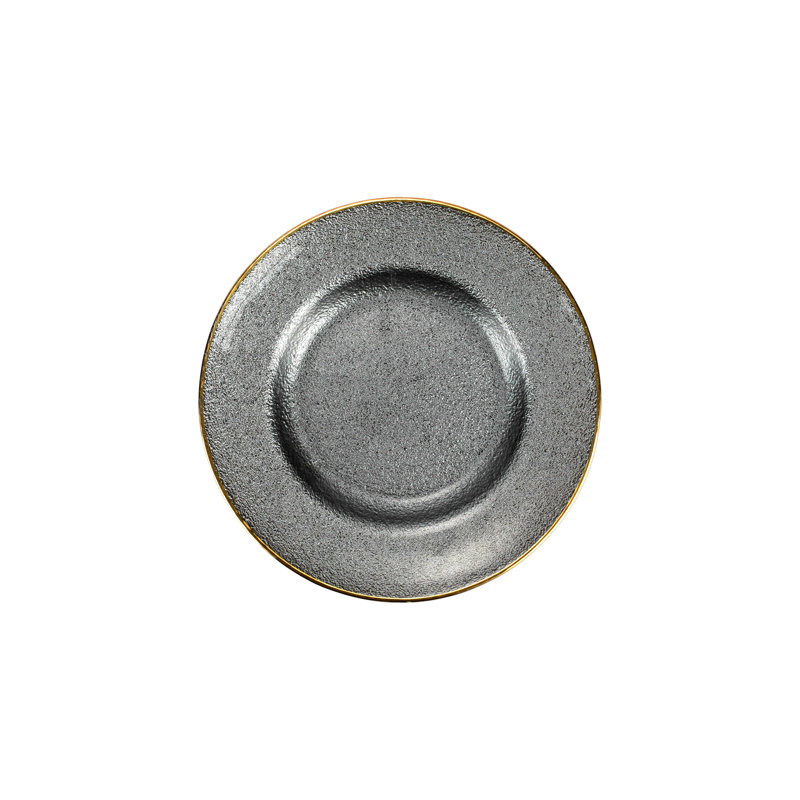 Metallic 8.5'' Handmade Glass Salad/Dessert Plate, Slate