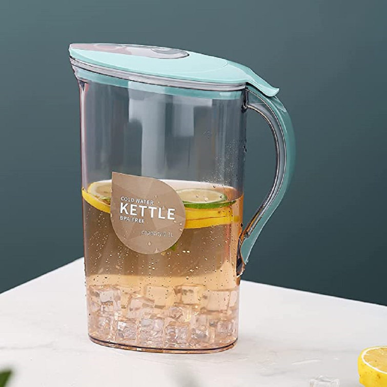 Glass Water Pitcher With Lid And Handle Clear Juice Cold Drinks