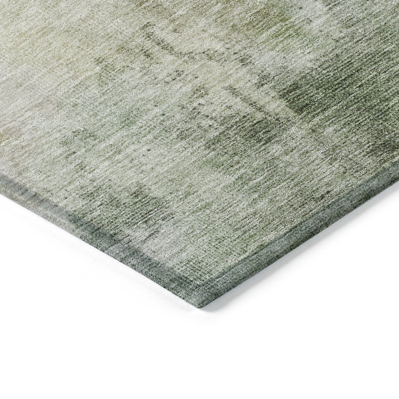 Machine Washable Indoor/Outdoor Cicel ACN1158 Aloe Rug, Round 8'