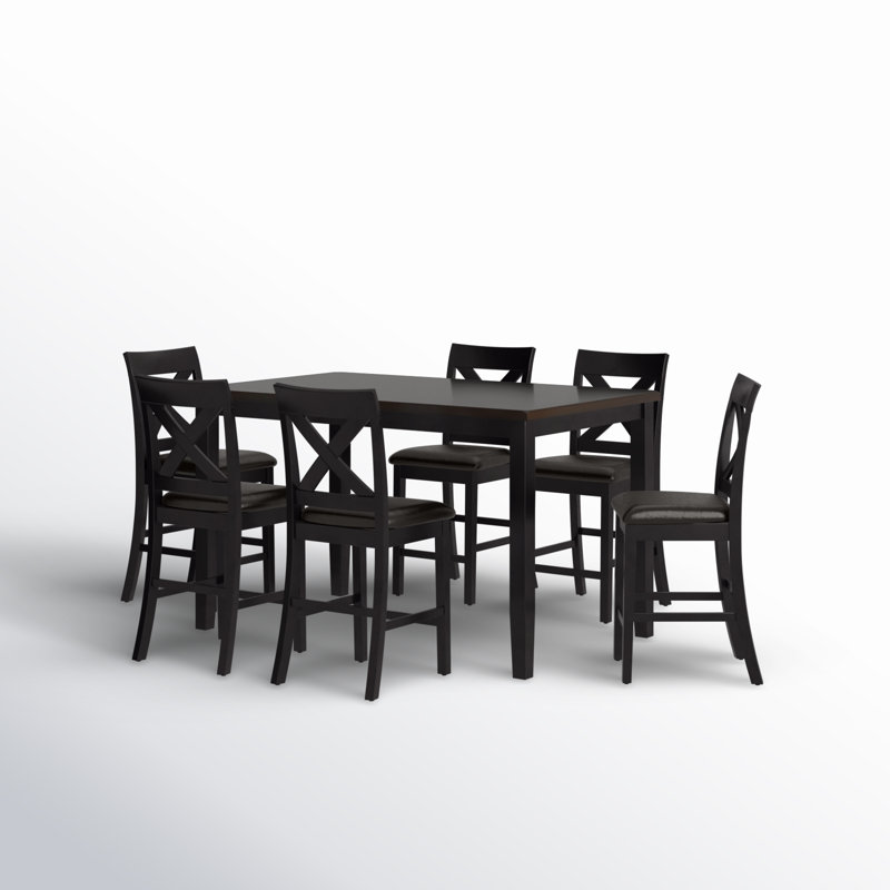 Ketron 6-Piece Counter Height Dining Set w/ Upholstered Seats, Black