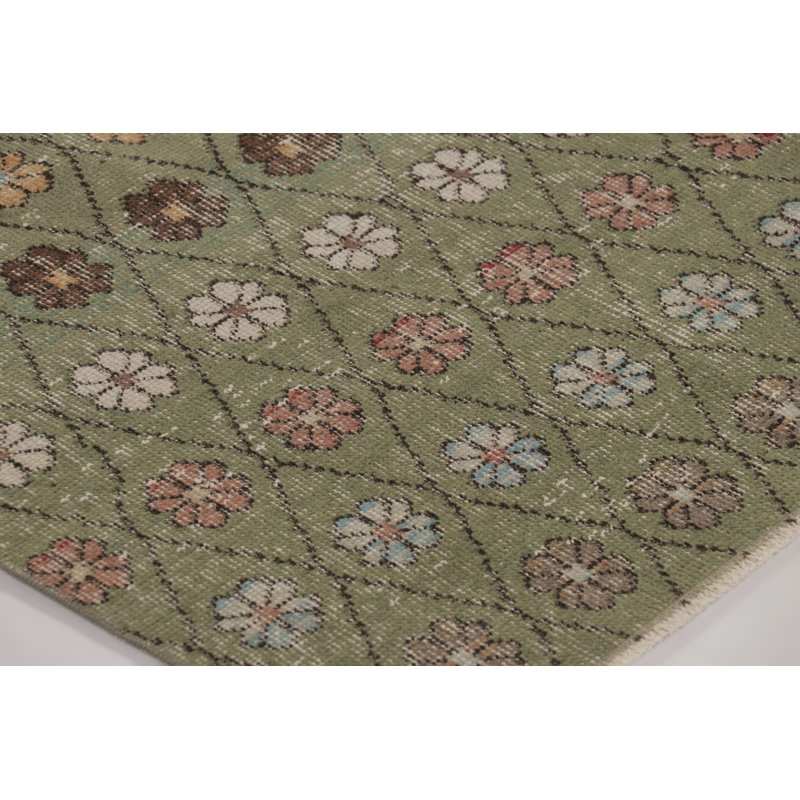 Distressed One-of-a-Kind 5'1X8'8 Hand Knotted Area Rug