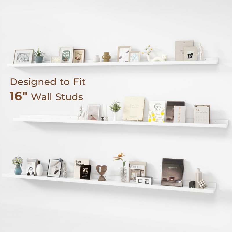 Parece Wall-Mounted Floating Shelves for Bedroom, Living Room, Walnut, 2" H x 48" W x 5" D