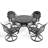 Outdoor 5 Cast Aluminum Dining - 4 Swivel Chairs & 39.37" Round Table With Black Finish All-Weather Arrangement-1142179904