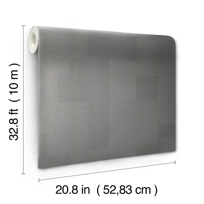 Geometric Metallic Wallpaper Roll, Gunmetal