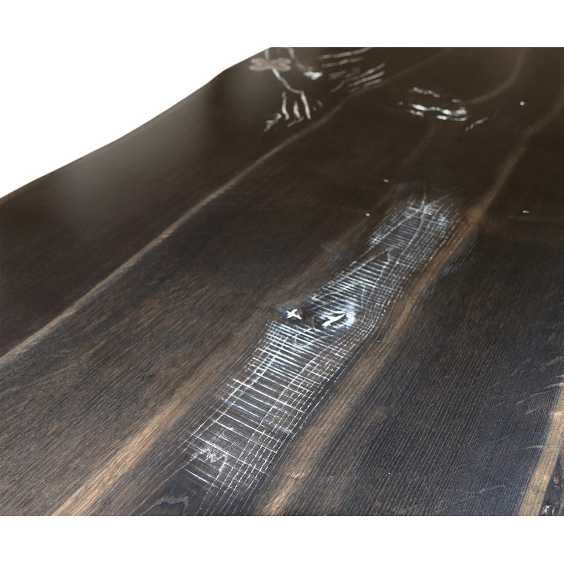 Rustic Reclaimed Oak Wood Dining Table with Metal Base, Seats 10