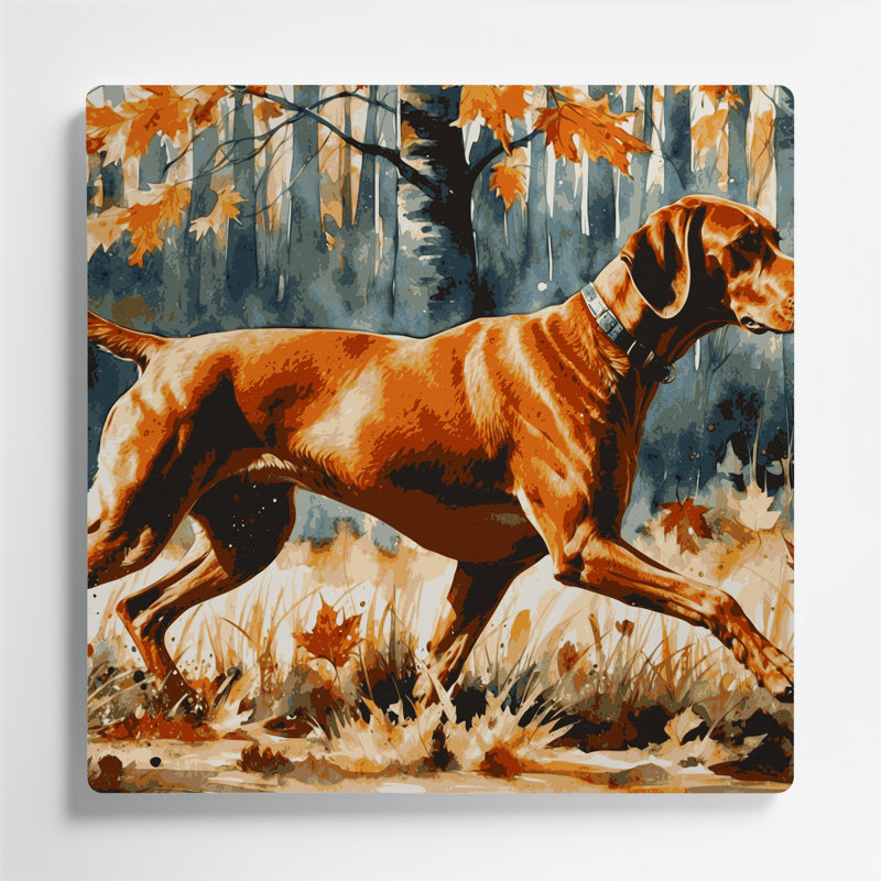 Chiens Vizsla, art mural en métal brun, H 12 po x l 12 po