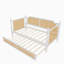 Lit de jour simple en rotin avec lit gigogne simple, aucun sommier requis, blanc antique