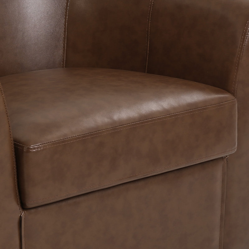 Fauteuil d'appoint pivotant rembourré en similicuir, Brun