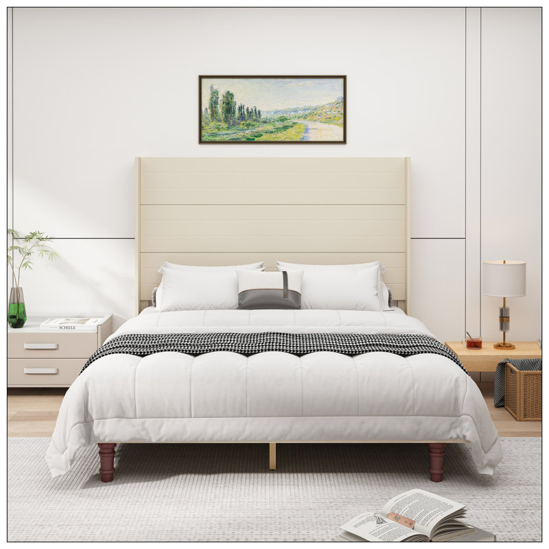 Lit pour chambre à coucher, Grand, Beige