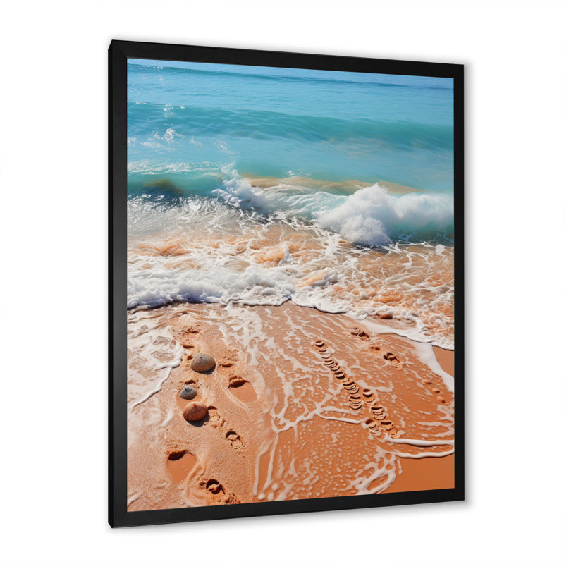 Eavan " Beach Footprints In The ", Black Picture Framed, 20" H x 12" W x 1" D