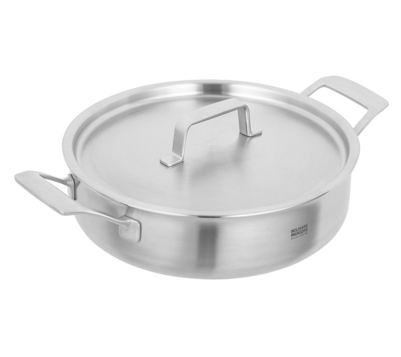 Kuhn Rikon Culinary Fiveply Stainless Steel Induction Safe Shallow Casserole Pot, 28cm / 4.5L