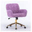  Fauteuil de bureau, fauteuil de bureau en poils de lapin artificiel avec base en métal doré, fauteuil de bureau pivotant réglable, fauteuil de coiffeuse, violet-1553493115