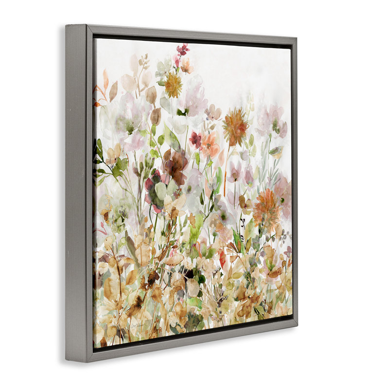 "Mixed Garden Florals", art mural encadré sur toile flottante par Carol Robinson, Cadre flottant gris lustré
