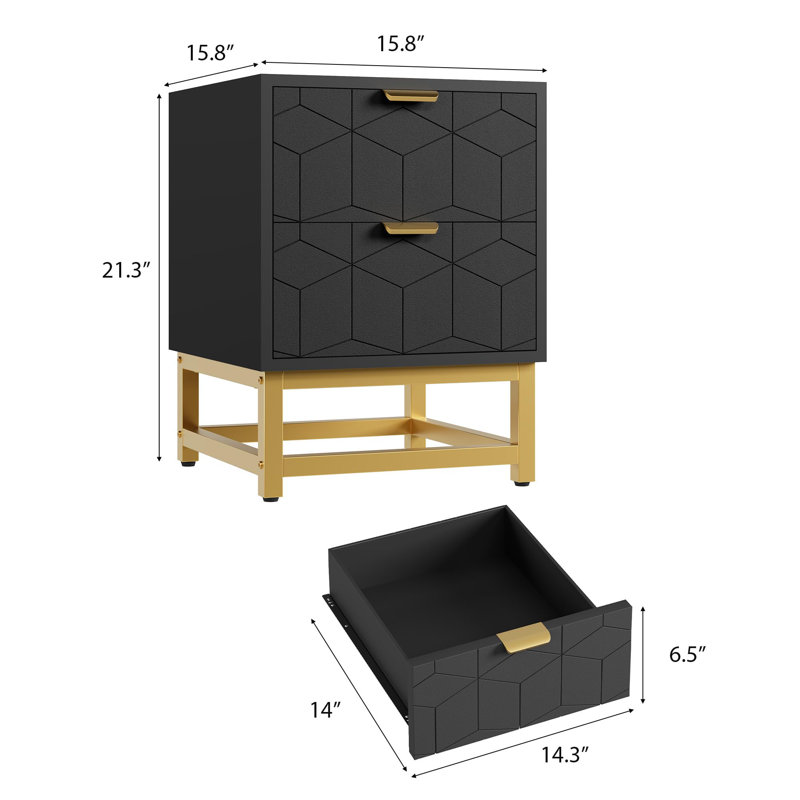 39.9 cm W Chest of 2 Drawers, Black