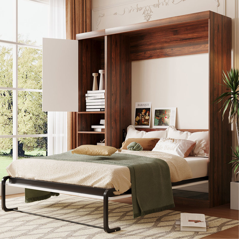 Armoire murale blanche - Solution compacte pour les maisons Support de matelas confortable Matériau de contreplaqué et de bonne nuit de sommeil Multifonctionnel avec un côté Processus d'assemblage simple Pleine grandeur Enregistrer Ajouter