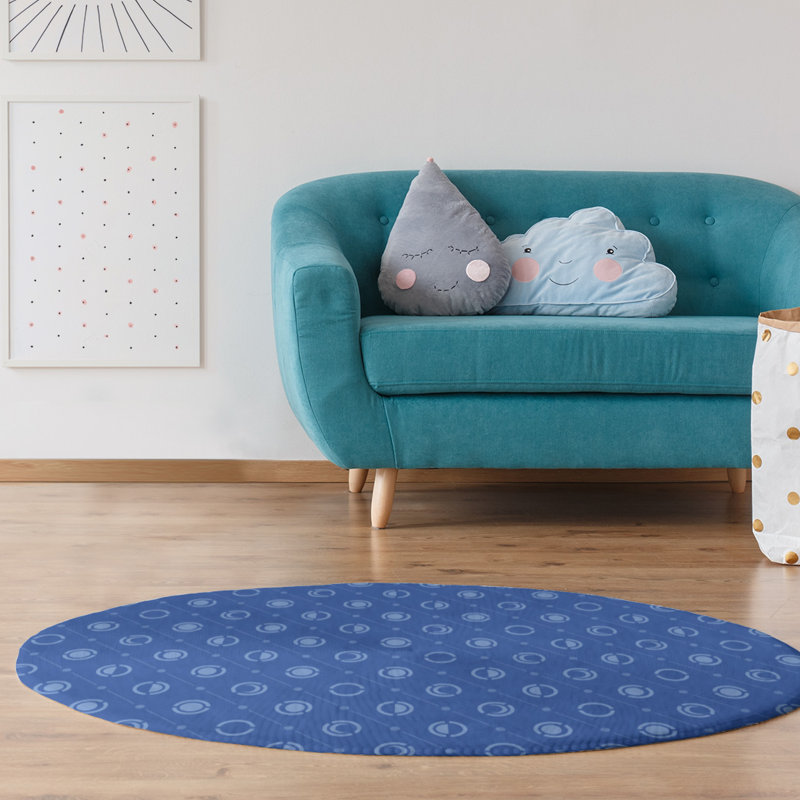 Chenille Geometric Indoor Rug, Round 5'