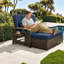 Canapé-lit de patio multifonctionnel avec rangement, structure en acier bleu marine pour l'extérieur