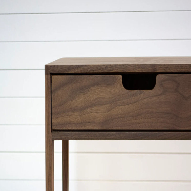 Table de chevet en noyer massif / chêne massif, table de chevet avec tiroir, table d'appoint moderne, style scandinave