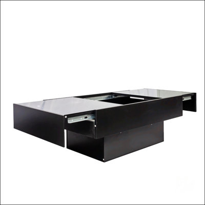 Extendable Coffee Table With Sliding Top And Hidden Storage, Perfect For Living Room Organization And Entertainment.