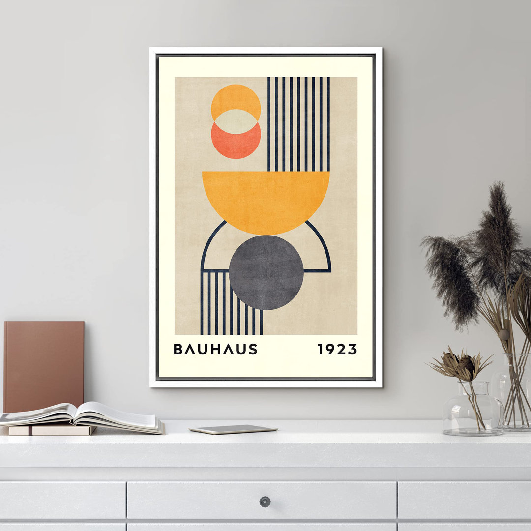 Classical Artwork " Bauhaus Orange Geometric Polygon " IDEA4WALL Frame 