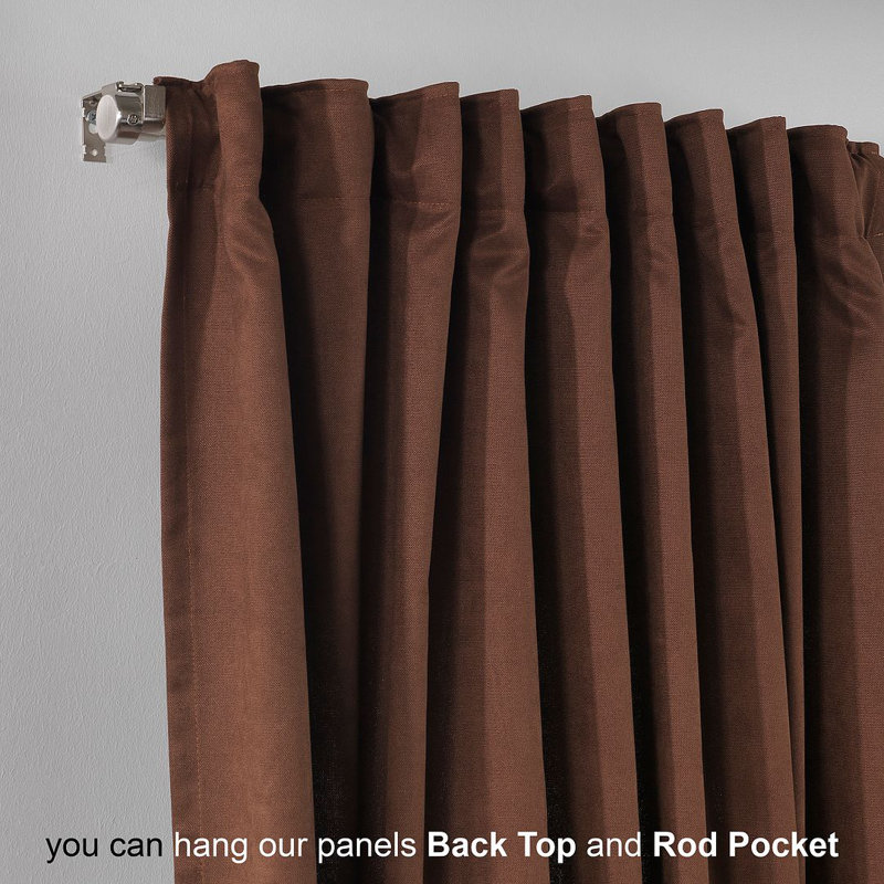 Solid Colour Kitchen Curtain, 45" W x 60" L, Dark Brown