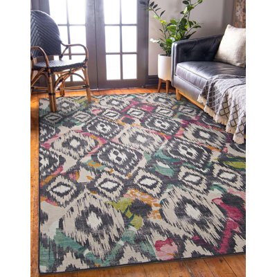 Tapis intérieur / extérieur ivoire / gris anthracite Kivett
