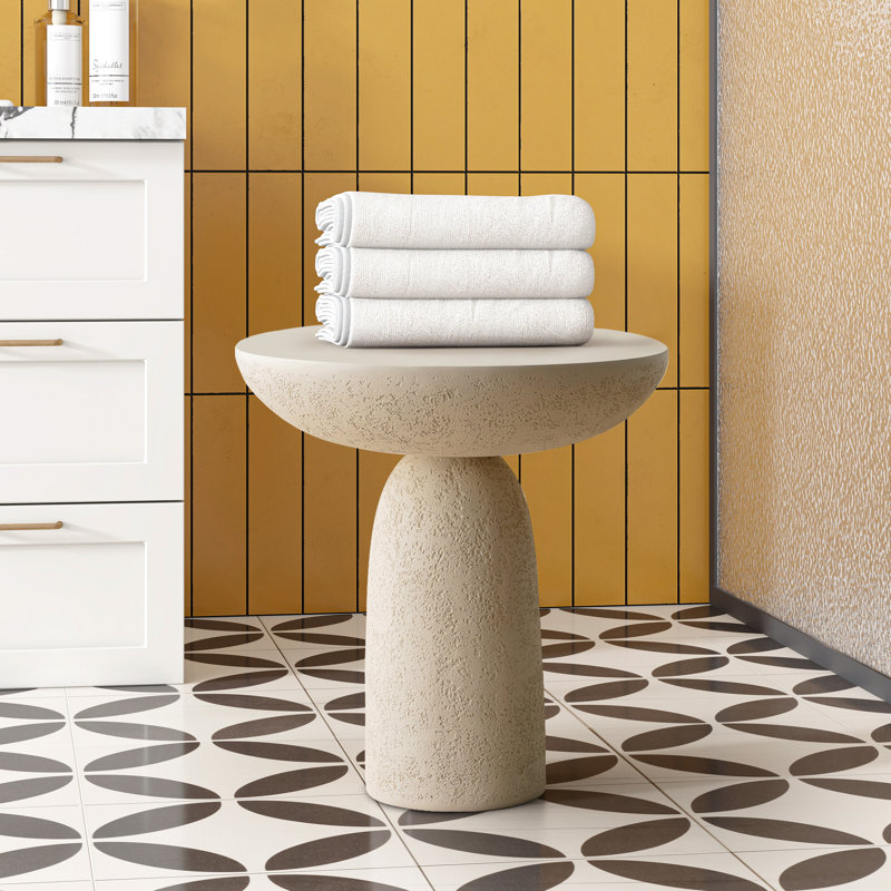 Fiberglass Mushroom-Shaped Accent Table, Cream