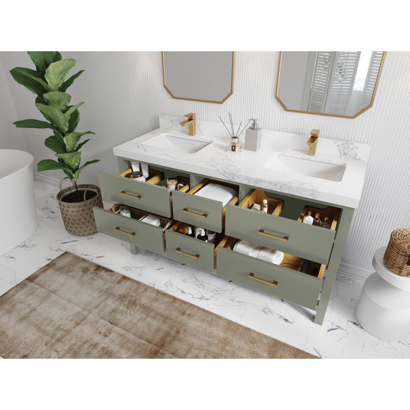 Parker 60 po X P 22 po Meuble-lavabo double D, Sienne Calacatta