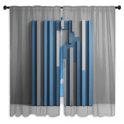 Barres verticales bleues et grises verticales et transparentes - 2 panneaux
