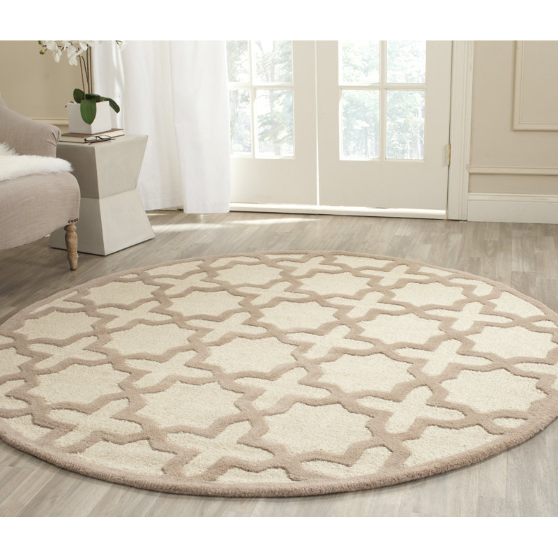 Cannen Hand Tufted Wool Geometric Rug, Round 6'